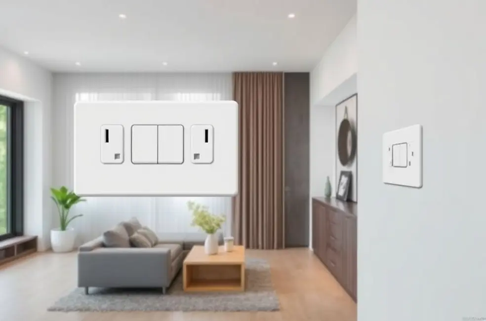 Interior de casa moderna com tomadas de superfície.