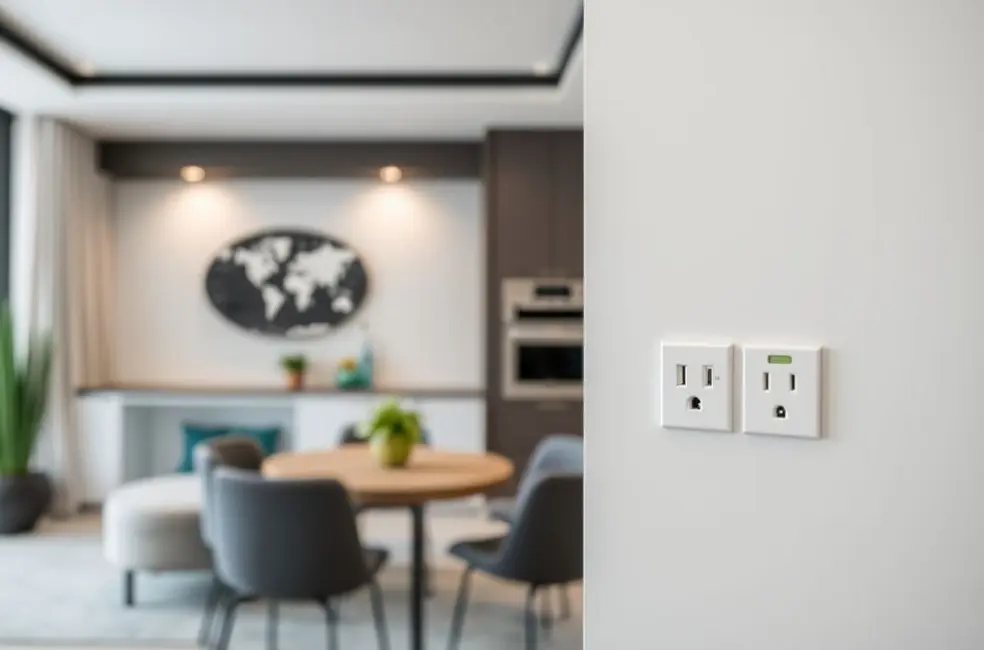 Tomadas de superfície em uma casa moderna