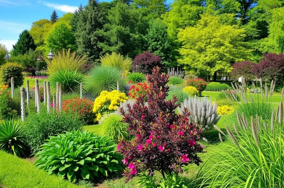 Jardim saudável, representando um ambiente ideal sem escorpiões.