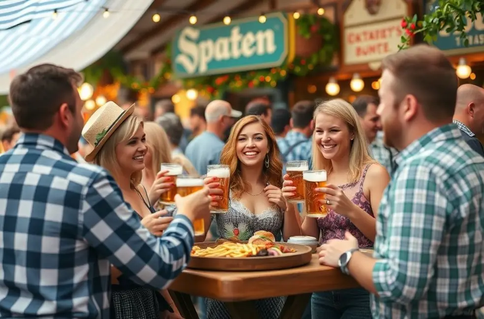 Festa animada no Camarote Spaten durante a Oktoberfest